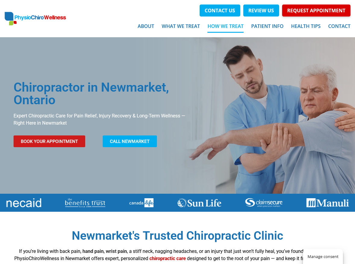 PhysioChiroWellness chiropractic page